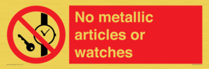 No metallic articles or watches