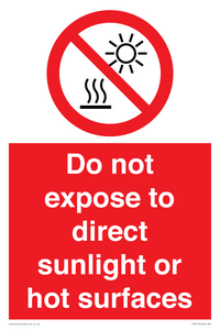 Do not expose to direct sunlight or hot surfaces