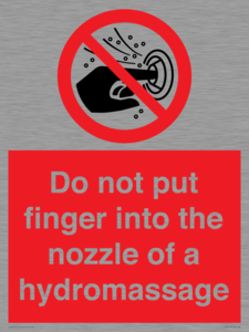 Do not put finger into the nozzle of a hydromassage