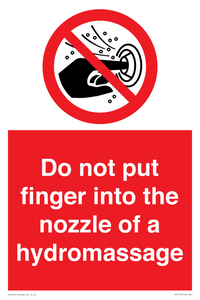 Do not put finger into the nozzle of a hydromassage