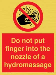 Do not put finger into the nozzle of a hydromassage