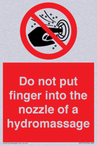 Do not put finger into the nozzle of a hydromassage