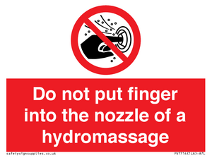 Do not put finger into the nozzle of a hydromassage