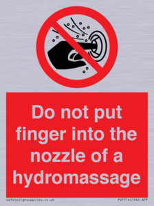 Do not put finger into the nozzle of a hydromassage