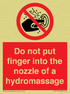 Do not put finger into the nozzle of a hydromassage