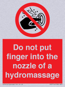 Do not put finger into the nozzle of a hydromassage