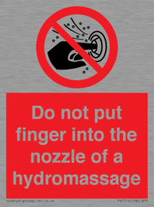 Do not put finger into the nozzle of a hydromassage