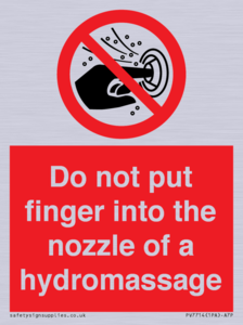 Do not put finger into the nozzle of a hydromassage