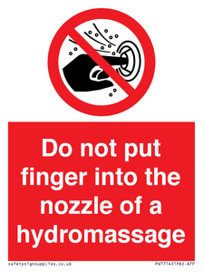 Do not put finger into the nozzle of a hydromassage