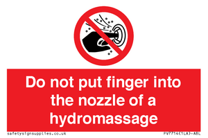 Do not put finger into the nozzle of a hydromassage