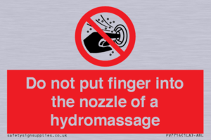 Do not put finger into the nozzle of a hydromassage