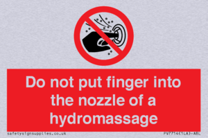 Do not put finger into the nozzle of a hydromassage