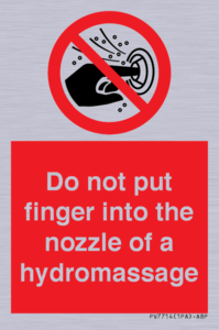 Do not put finger into the nozzle of a hydromassage