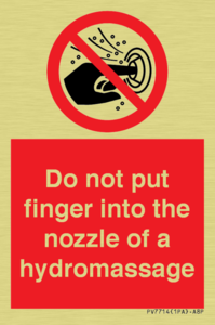 Do not put finger into the nozzle of a hydromassage