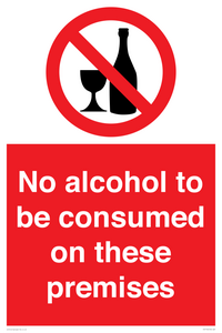 No alcohol to be consumed on these premises