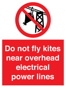 Do not fly kites near overhead electrical power lines