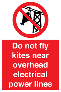 Do not fly kites near overhead electrical power lines