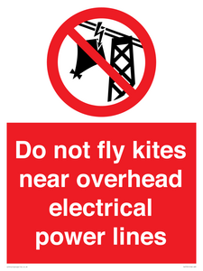 Do not fly kites near overhead electrical power lines