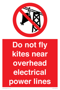 Do not fly kites near overhead electrical power lines