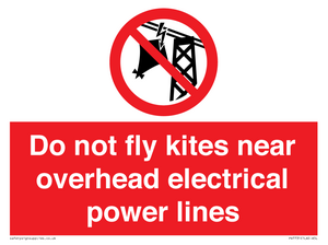 Do not fly kites near overhead electrical power lines