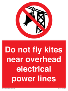 Do not fly kites near overhead electrical power lines