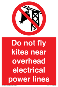 Do not fly kites near overhead electrical power lines