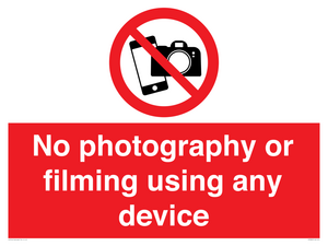 No photography or filming using any device