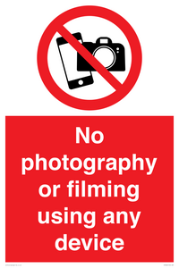 No photography or filming using any device