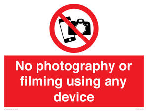 No photography or filming using any device