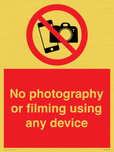 No photography or filming using any device