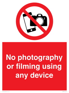 No photography or filming using any device