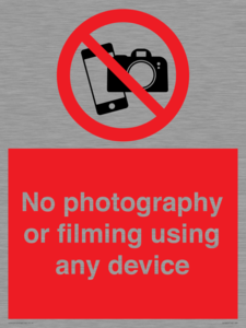 No photography or filming using any device