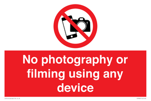 No photography or filming using any device