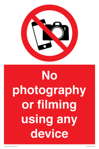 No photography or filming using any device