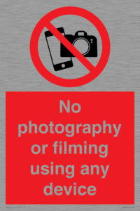 No photography or filming using any device