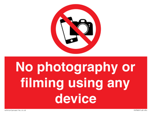 No photography or filming using any device