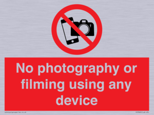 No photography or filming using any device