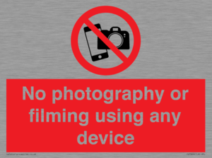 No photography or filming using any device