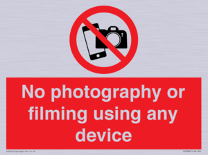 No photography or filming using any device