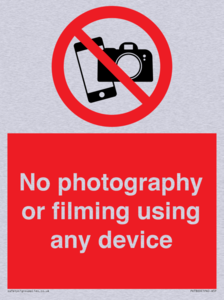 No photography or filming using any device