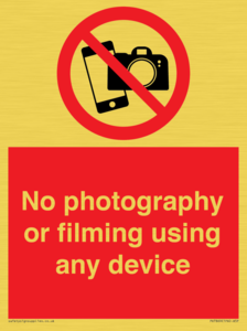 No photography or filming using any device