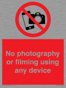 No photography or filming using any device