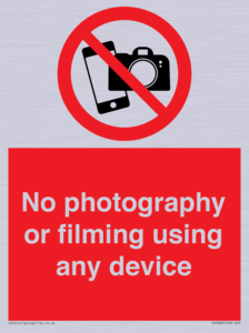 No photography or filming using any device