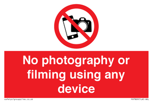 No photography or filming using any device
