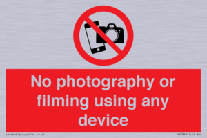 No photography or filming using any device