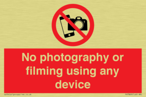 No photography or filming using any device