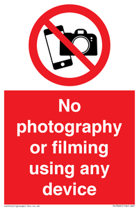 No photography or filming using any device