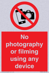 No photography or filming using any device