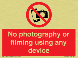 No photography or filming using any device