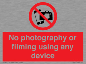 No photography or filming using any device